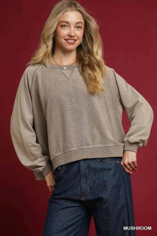 Umgee Mineral Wash French Terry Sweatshirt sold by Charming Charlie
