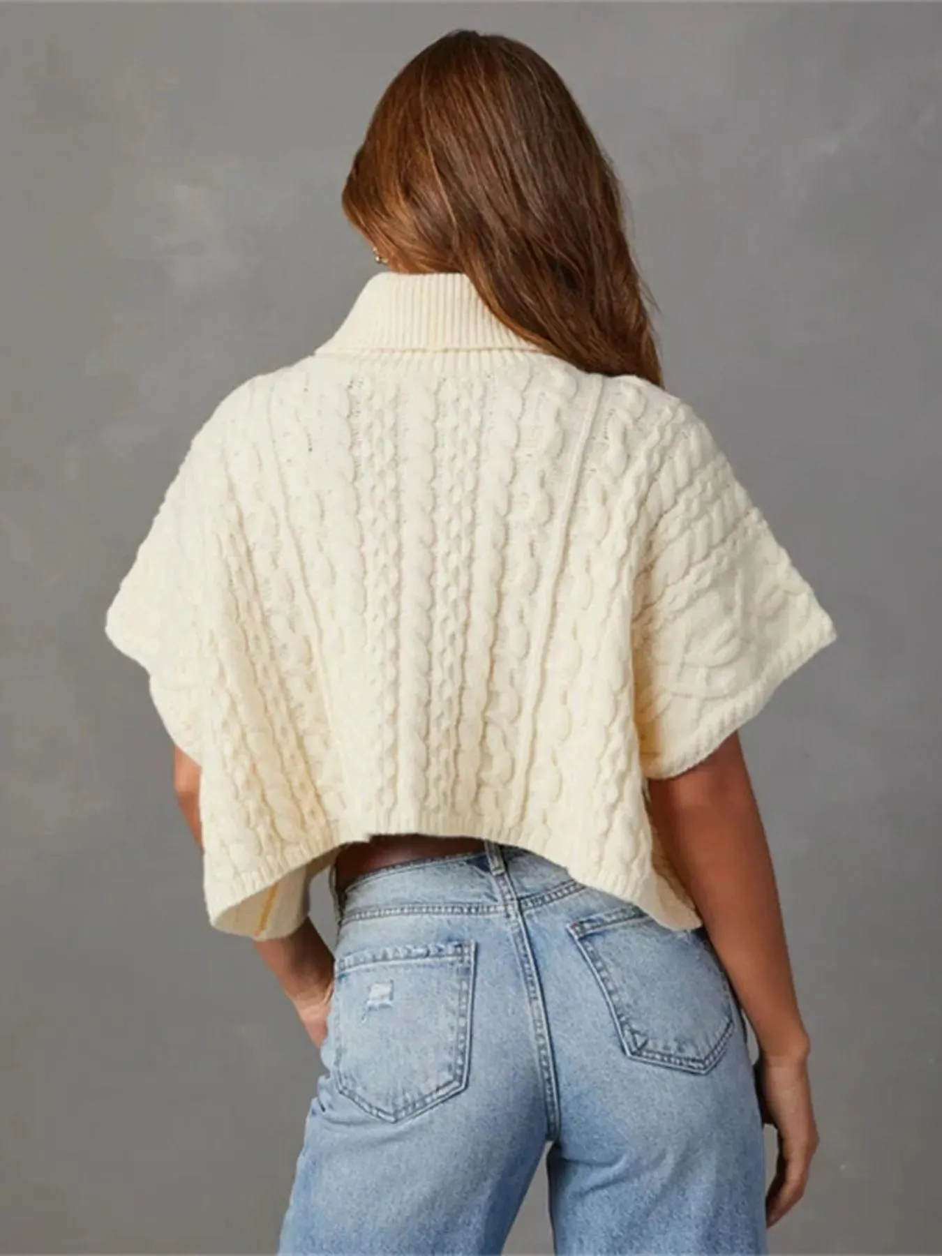 Cable Knit Turtleneck Short Sleeve Sweater sold by Charming Charlie product image thumbnail 2