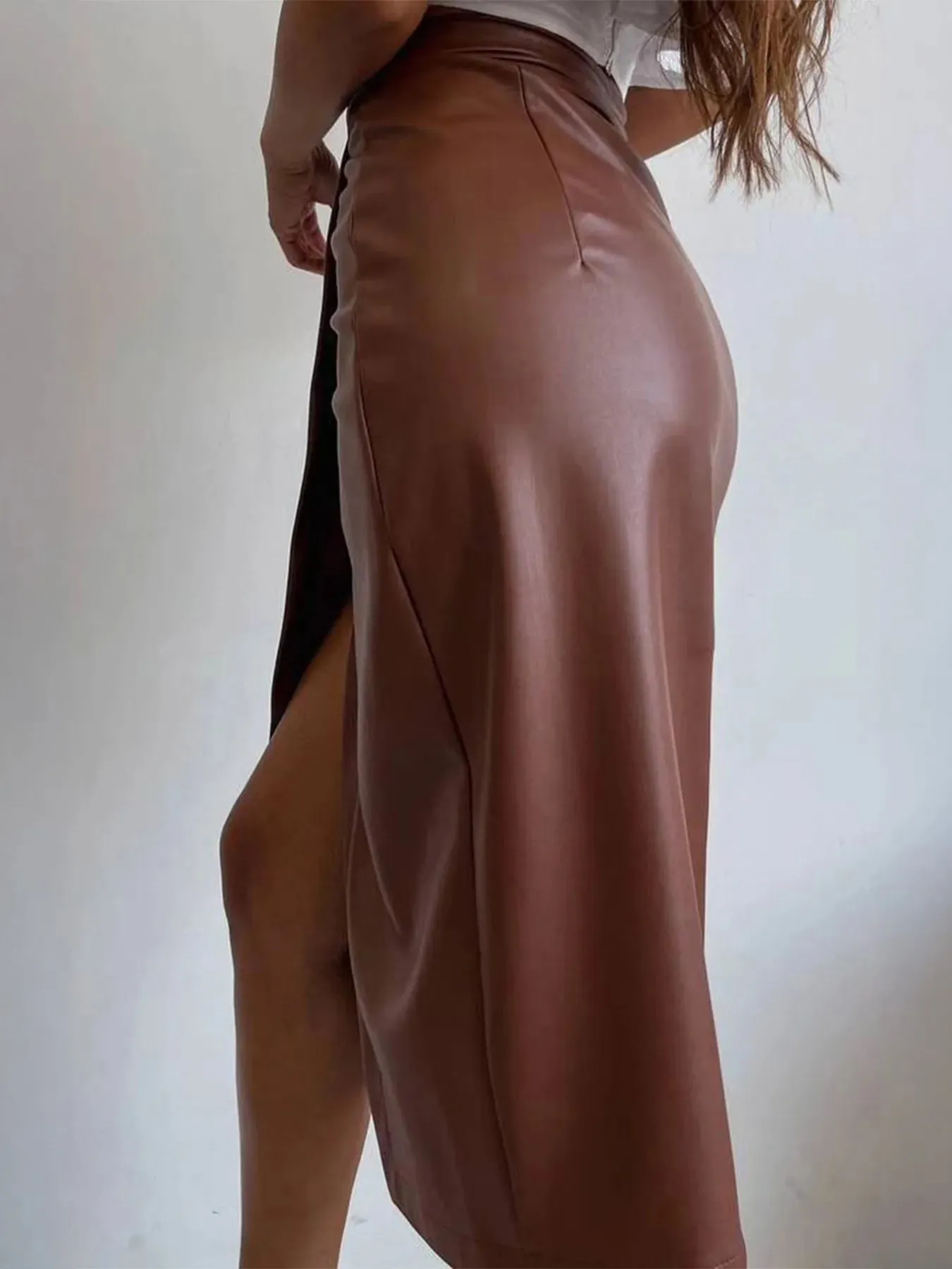 Slit Leather Midi Skirt sold by Charming Charlie product image thumbnail 3