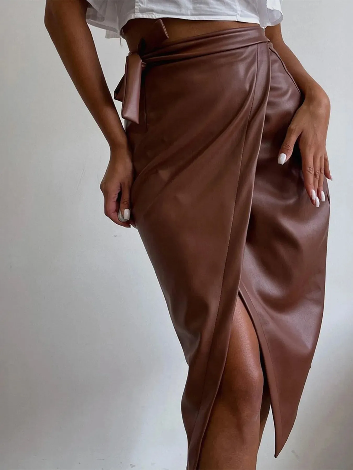 Slit Leather Midi Skirt sold by Charming Charlie product image thumbnail 2