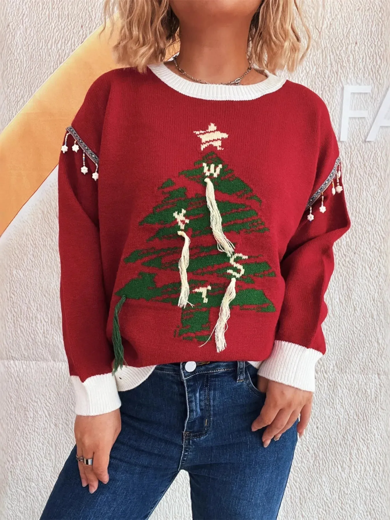 Christmas Tree Long Sleeve Sweater sold by Charming Charlie product image thumbnail 5