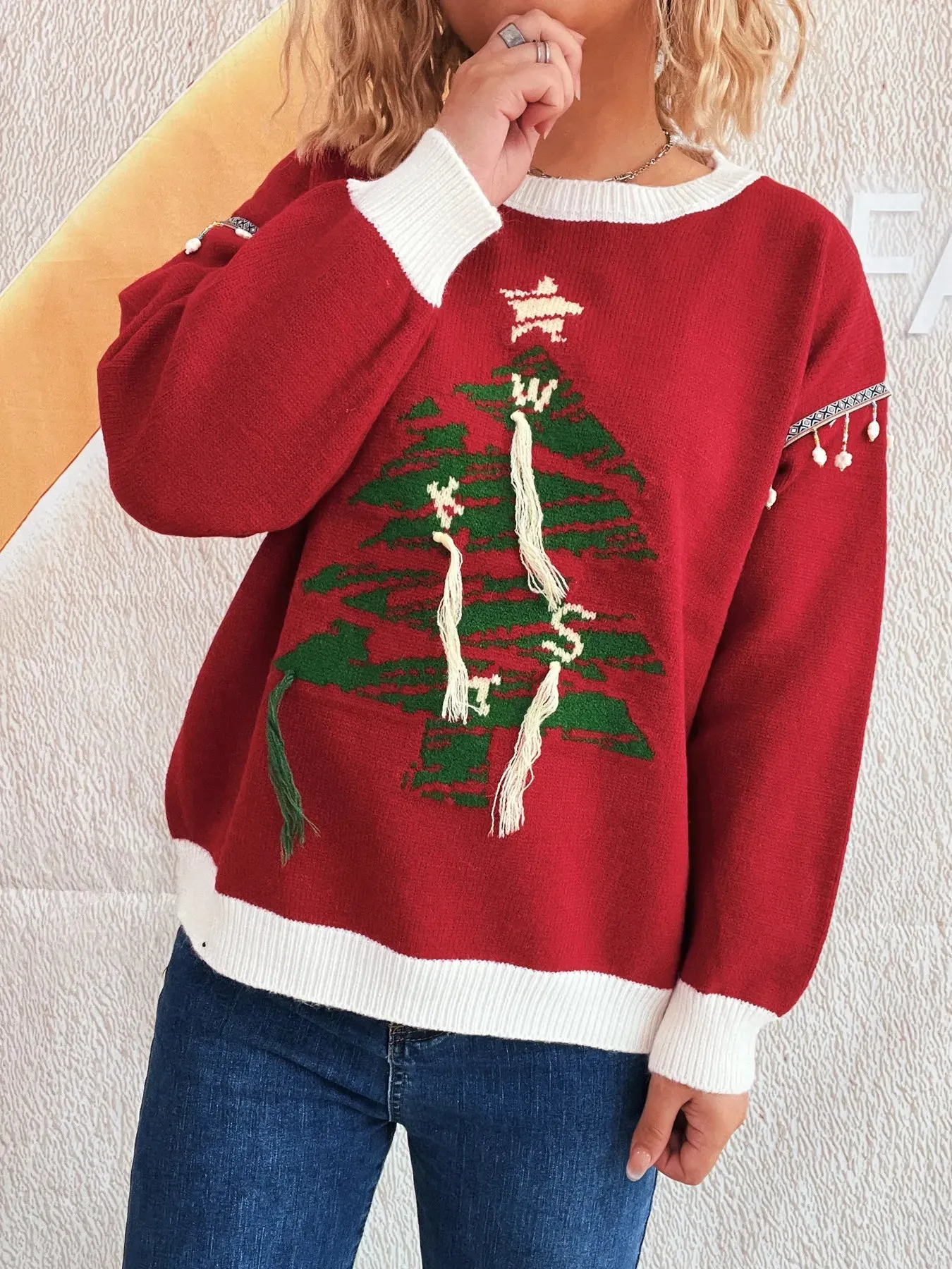 Christmas Tree Long Sleeve Sweater sold by Charming Charlie product image thumbnail 4