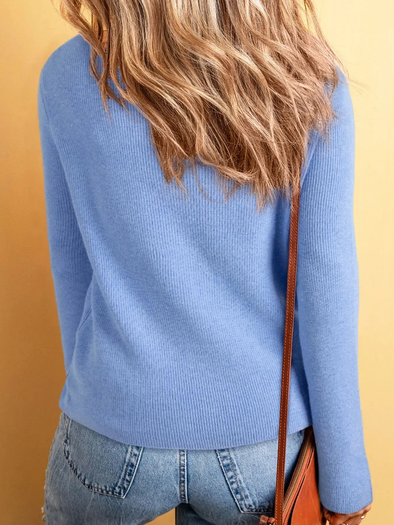 Ribbed Knit Button Front V Neck Cardigan sold by Charming Charlie product image thumbnail 5