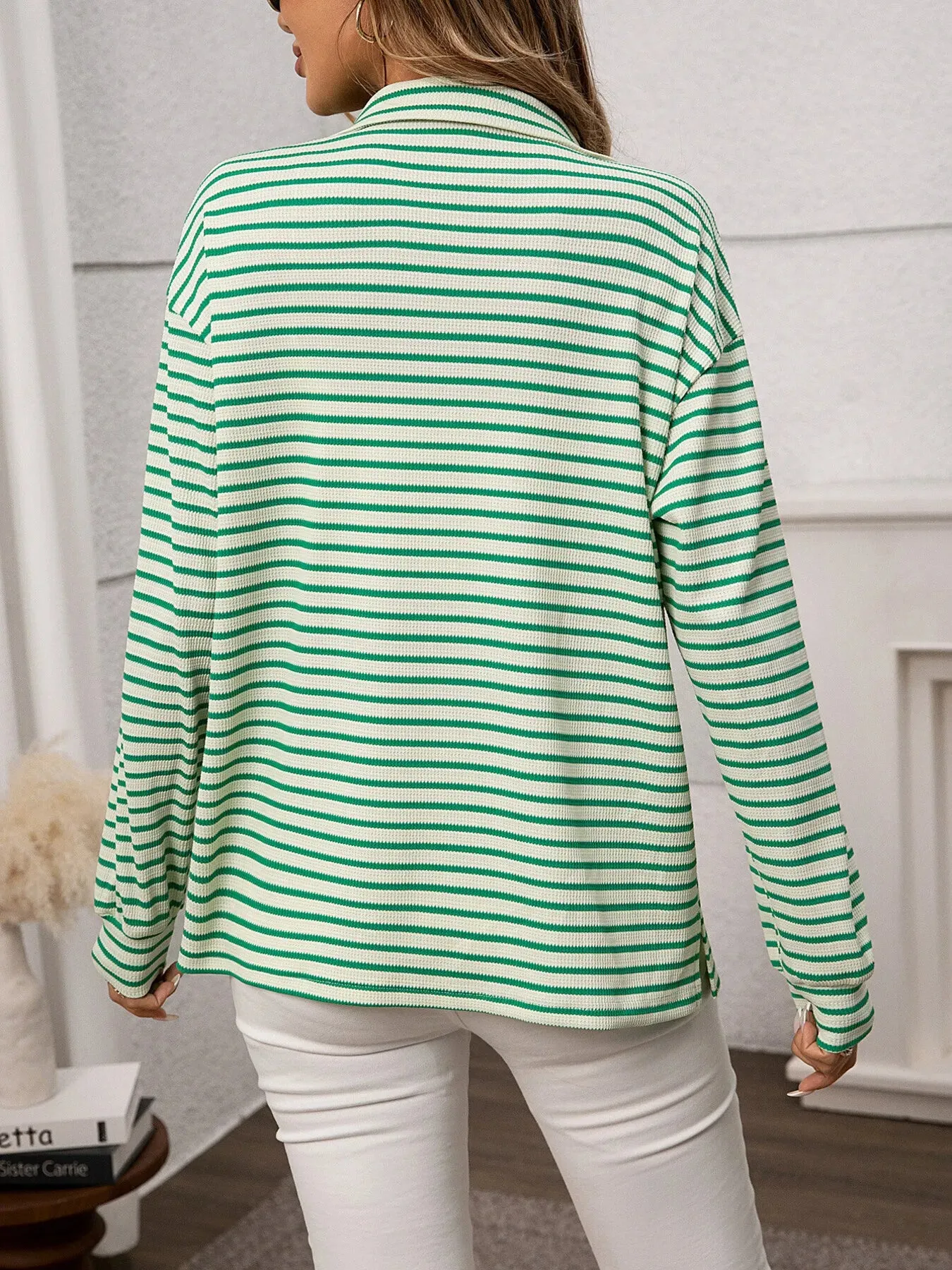 Striped Button Up Long Sleeve Shirt sold by Charming Charlie product image thumbnail 5