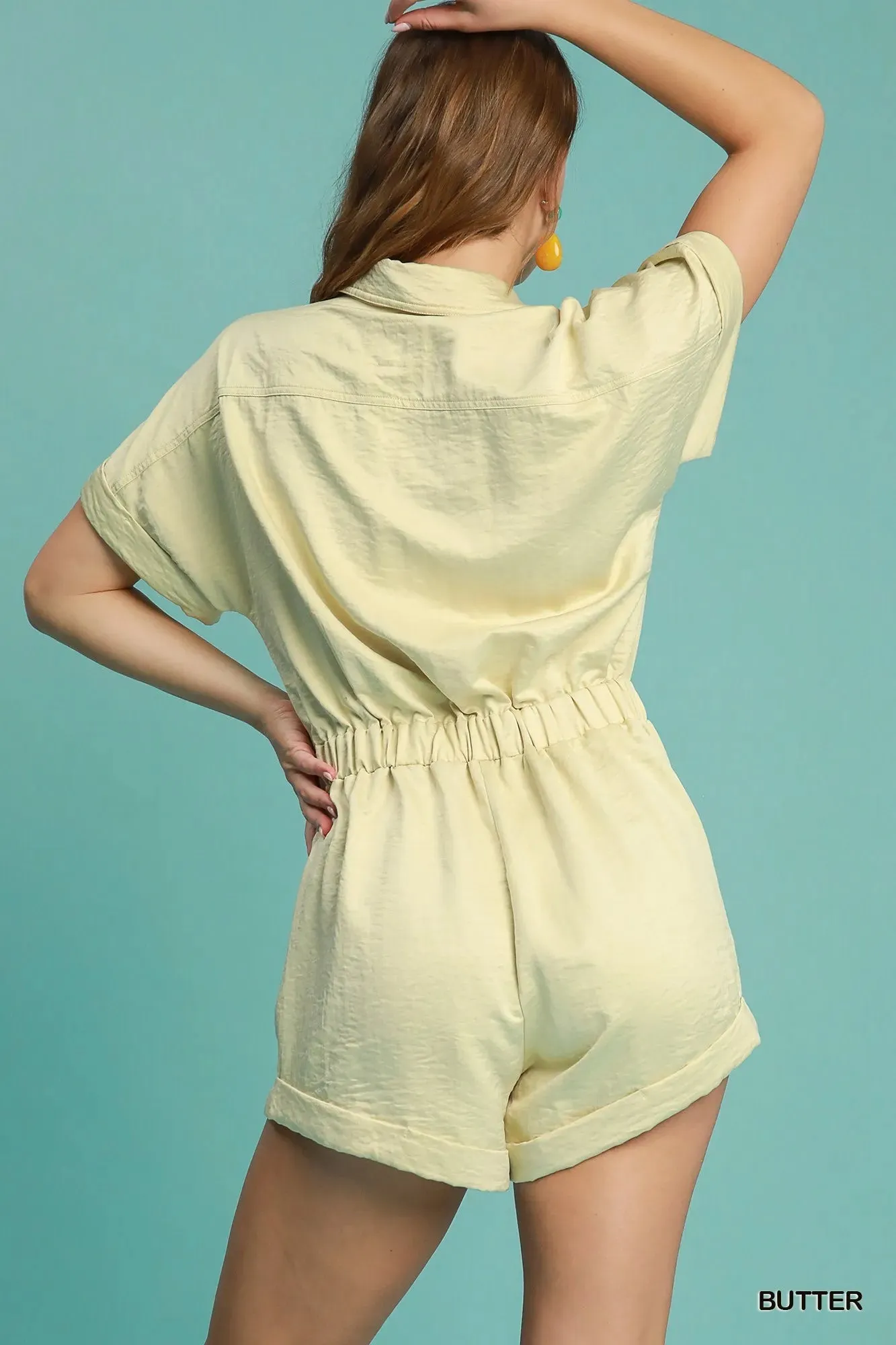 Umgee Button Down Charmeuse Romper sold by Charming Charlie product image thumbnail 2