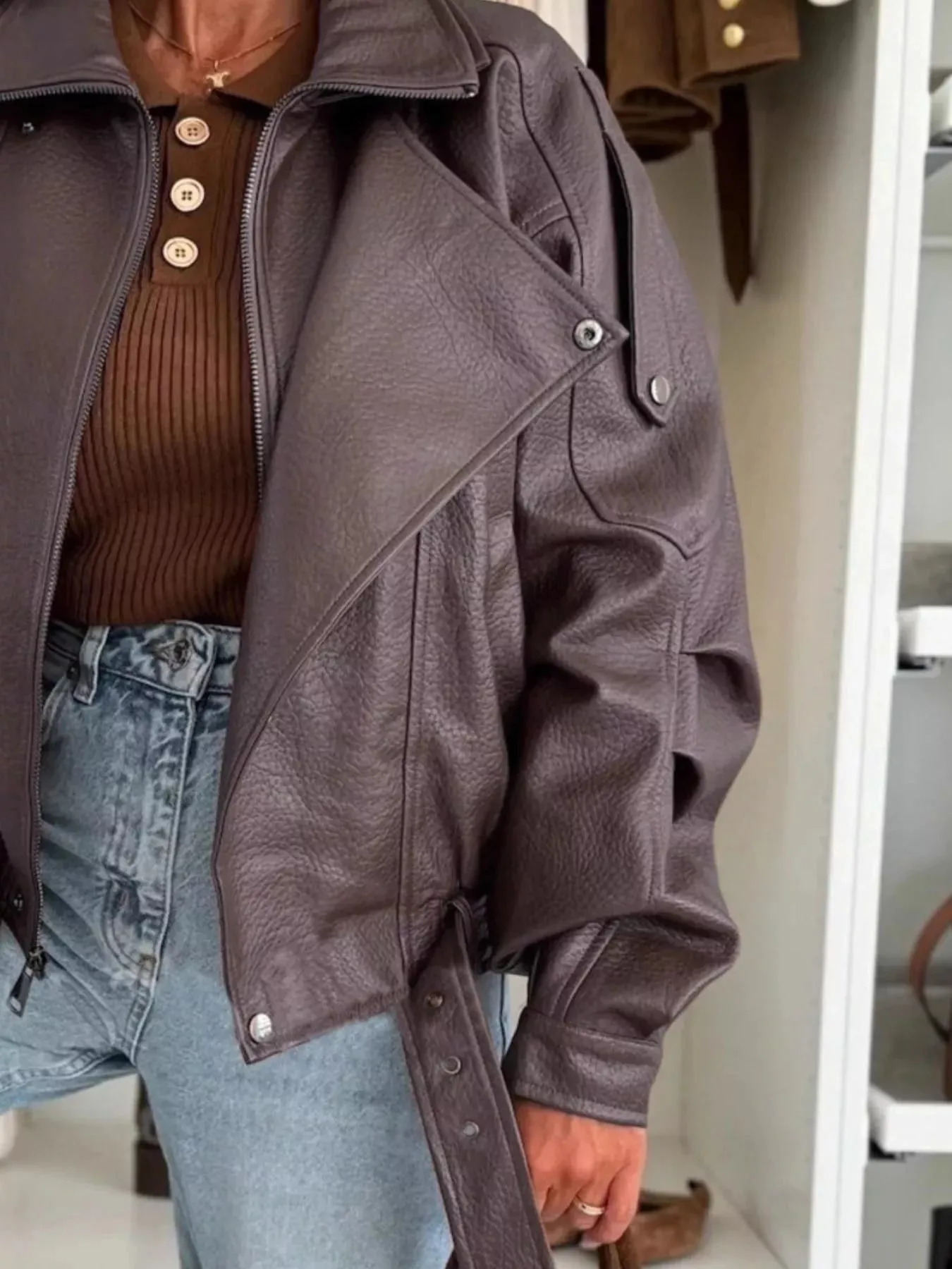 Leather Zip Up Jacket sold by Charming Charlie product image thumbnail 5