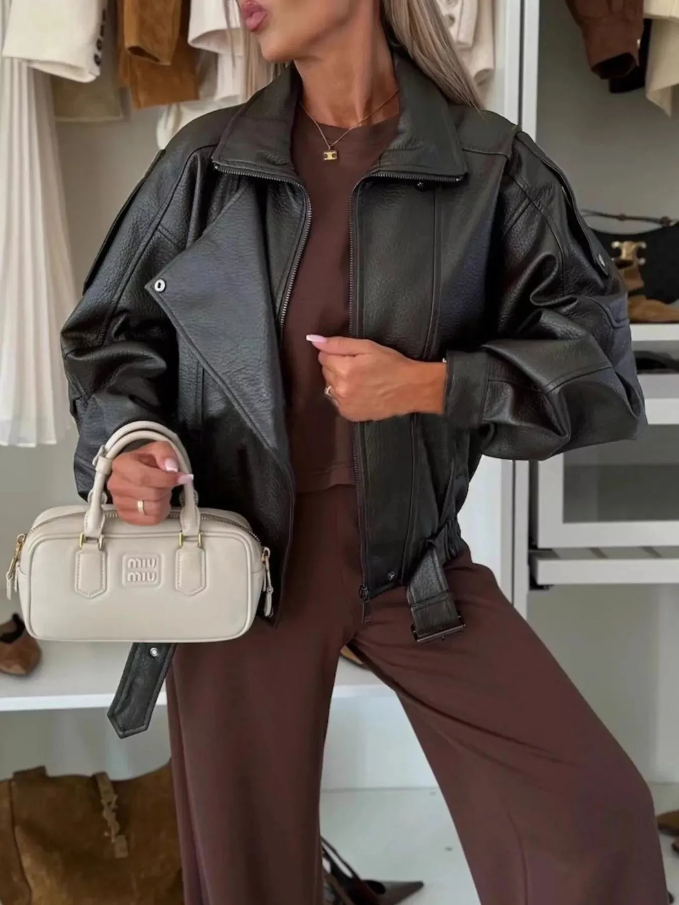 Leather Zip Up Jacket sold by Charming Charlie product image thumbnail 2