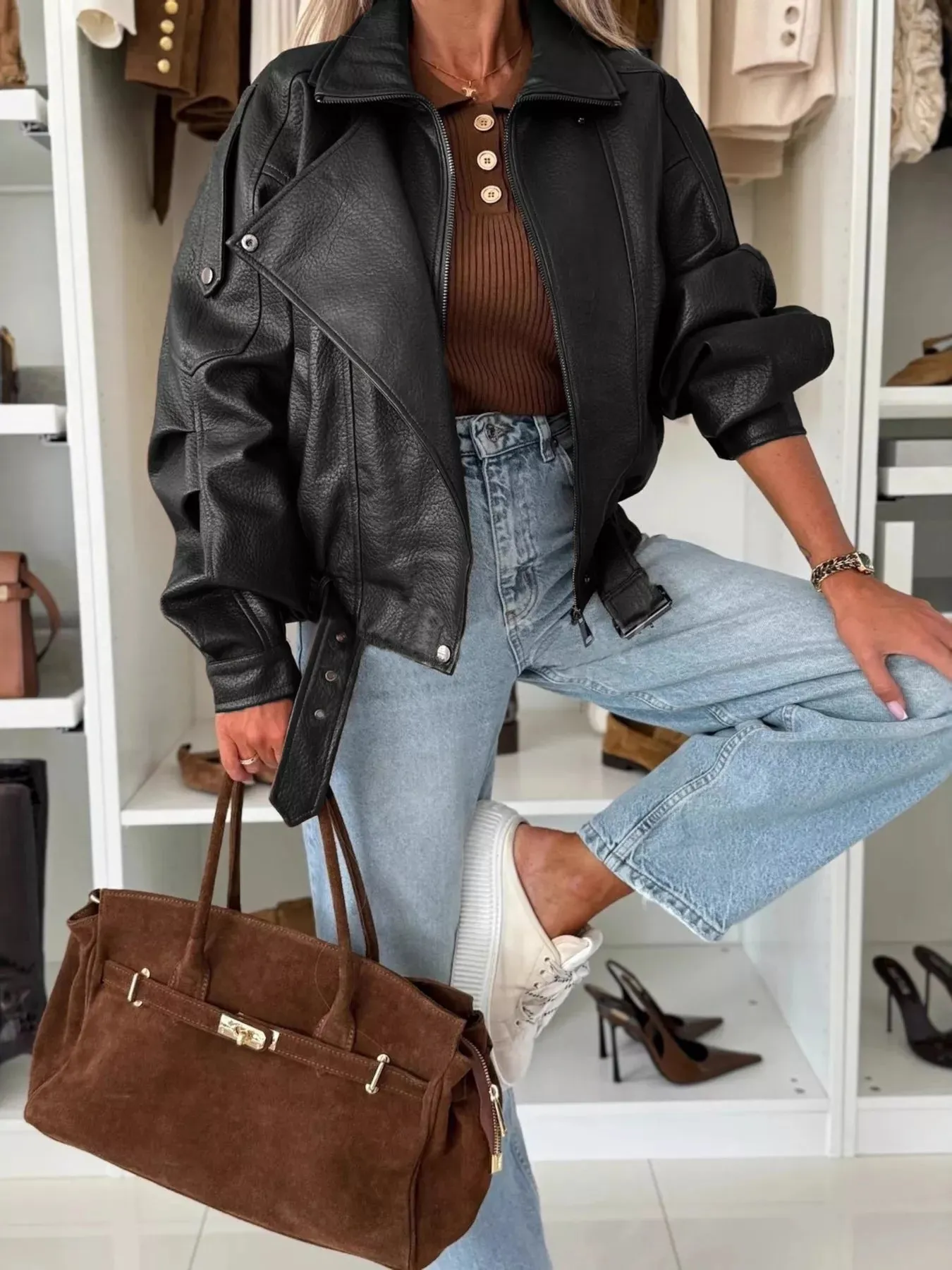 Leather Zip Up Jacket sold by Charming Charlie