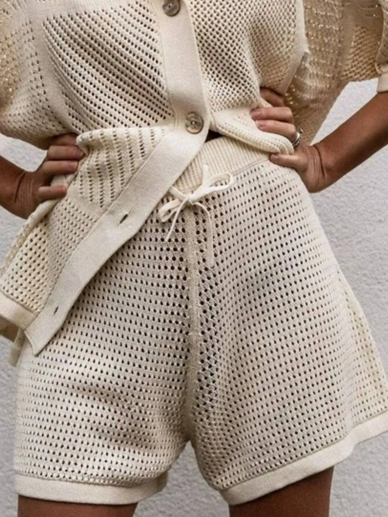 Crochet Button Up Top and Shorts Set sold by Charming Charlie product image thumbnail 3