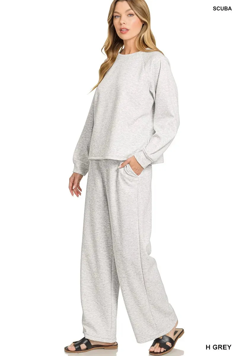 Zenana Scuba Crewneck Sweatshirt and Pants Set sold by Charming Charlie product image thumbnail 2