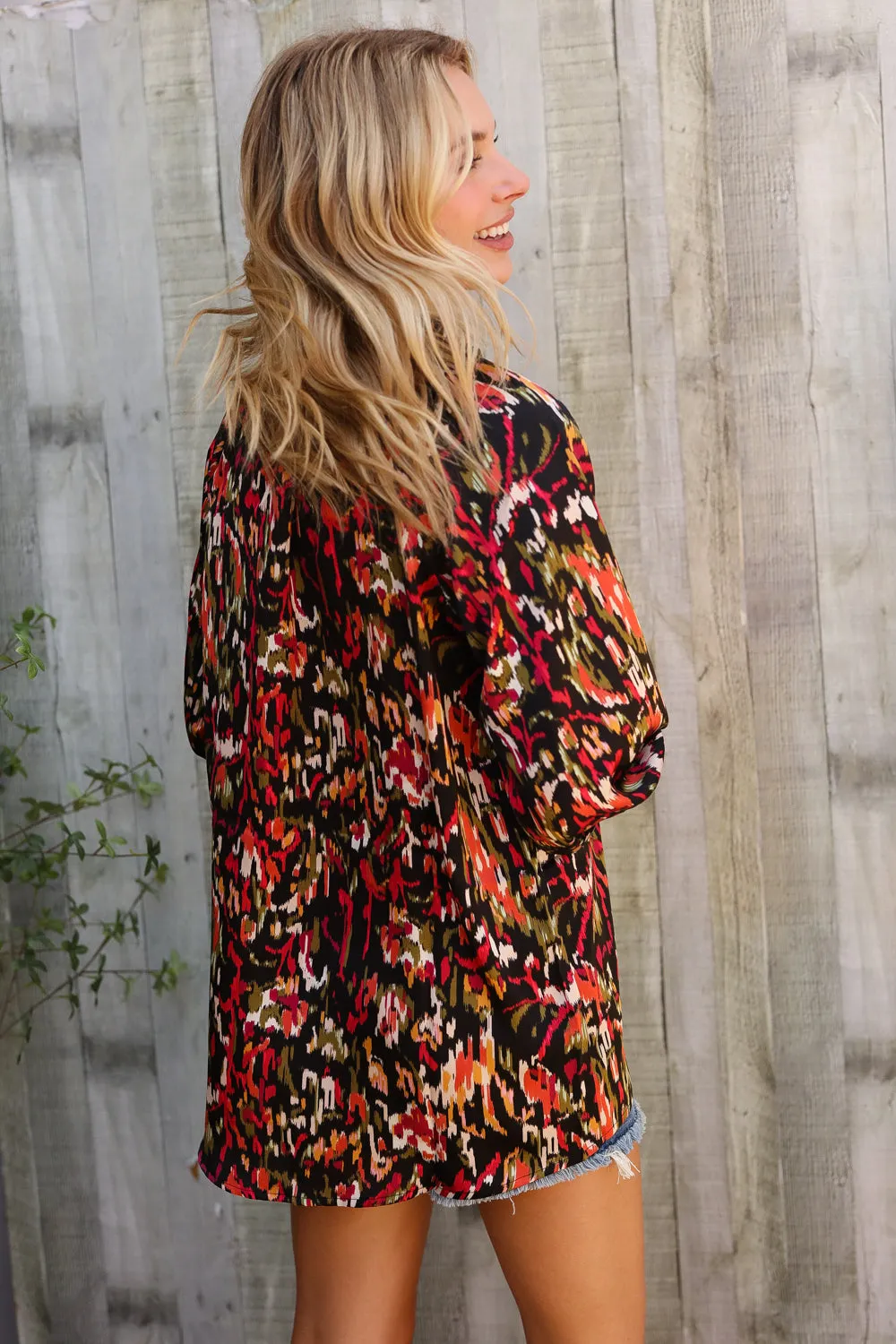 Evening Sunset Scribble Button Down Blouse sold by Charming Charlie product image thumbnail 5