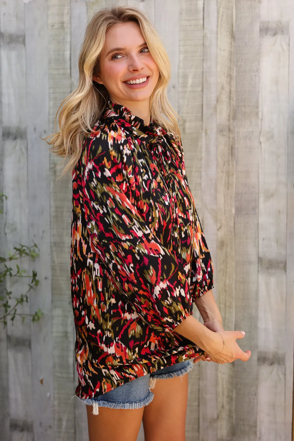 Evening Sunset Scribble Button Down Blouse sold by Charming Charlie product image thumbnail 3