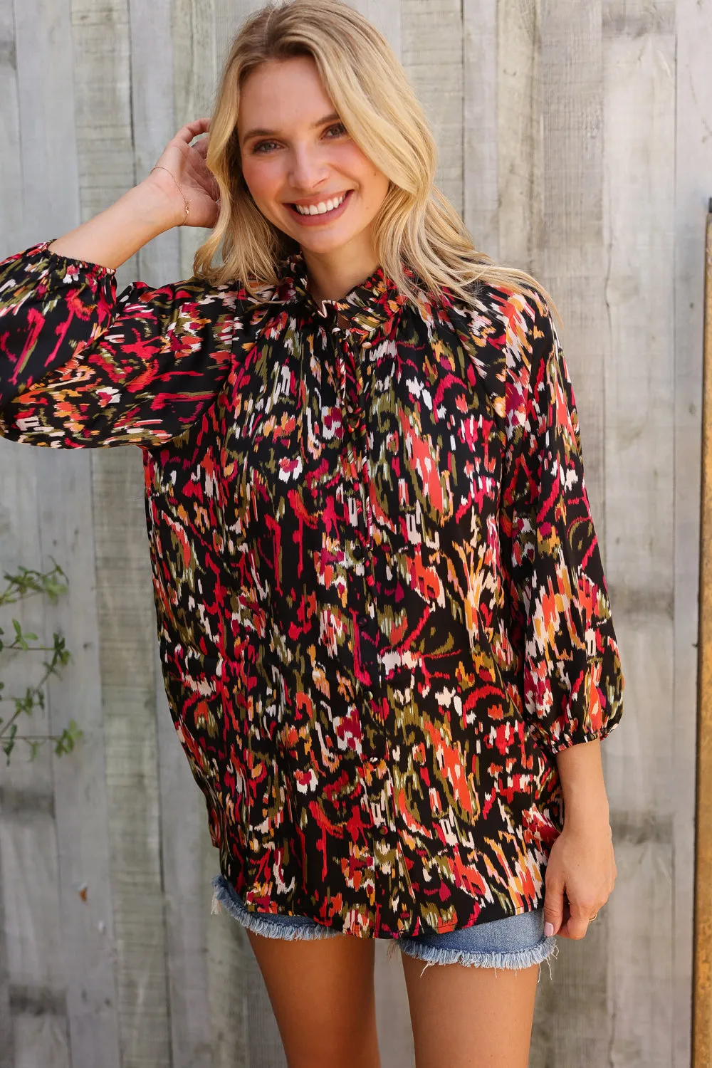 Evening Sunset Scribble Button Down Blouse sold by Charming Charlie product image thumbnail 2