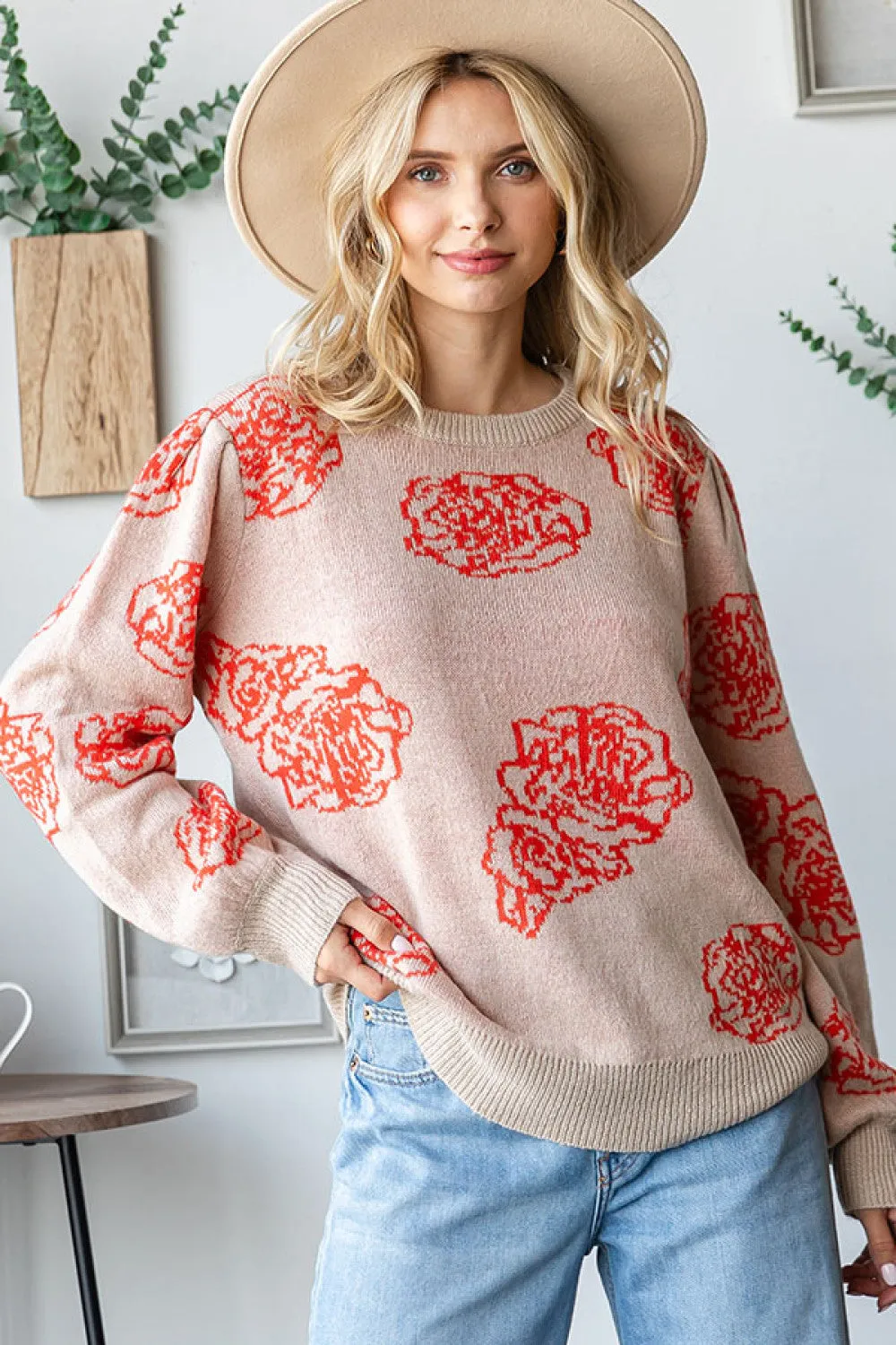 One Wild Rose Coral Cozy Sweater sold by Charming Charlie product image thumbnail 4