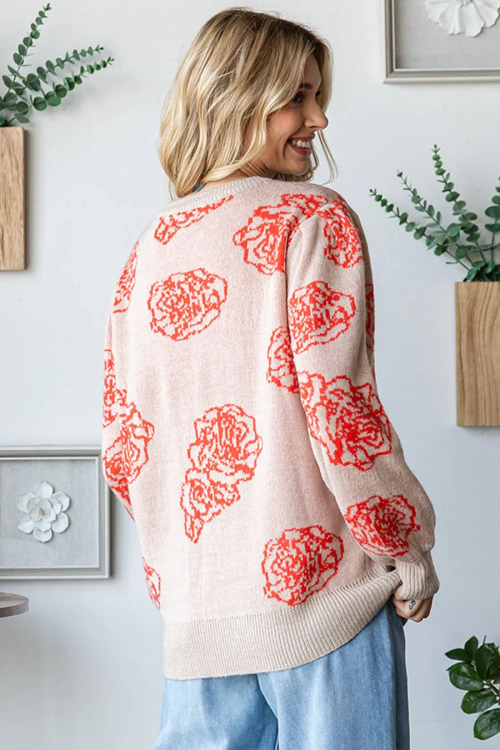One Wild Rose Coral Cozy Sweater sold by Charming Charlie product image thumbnail 3