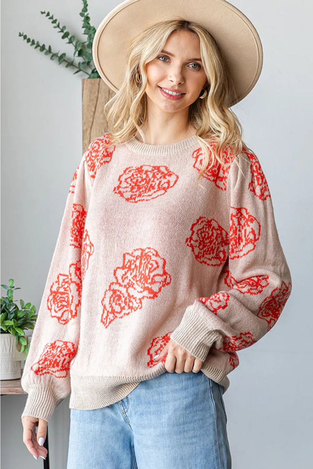 One Wild Rose Coral Cozy Sweater sold by Charming Charlie product image thumbnail 2