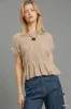 Umgee Short Sleeve Knit Smocked Top sold by Charming Charlie