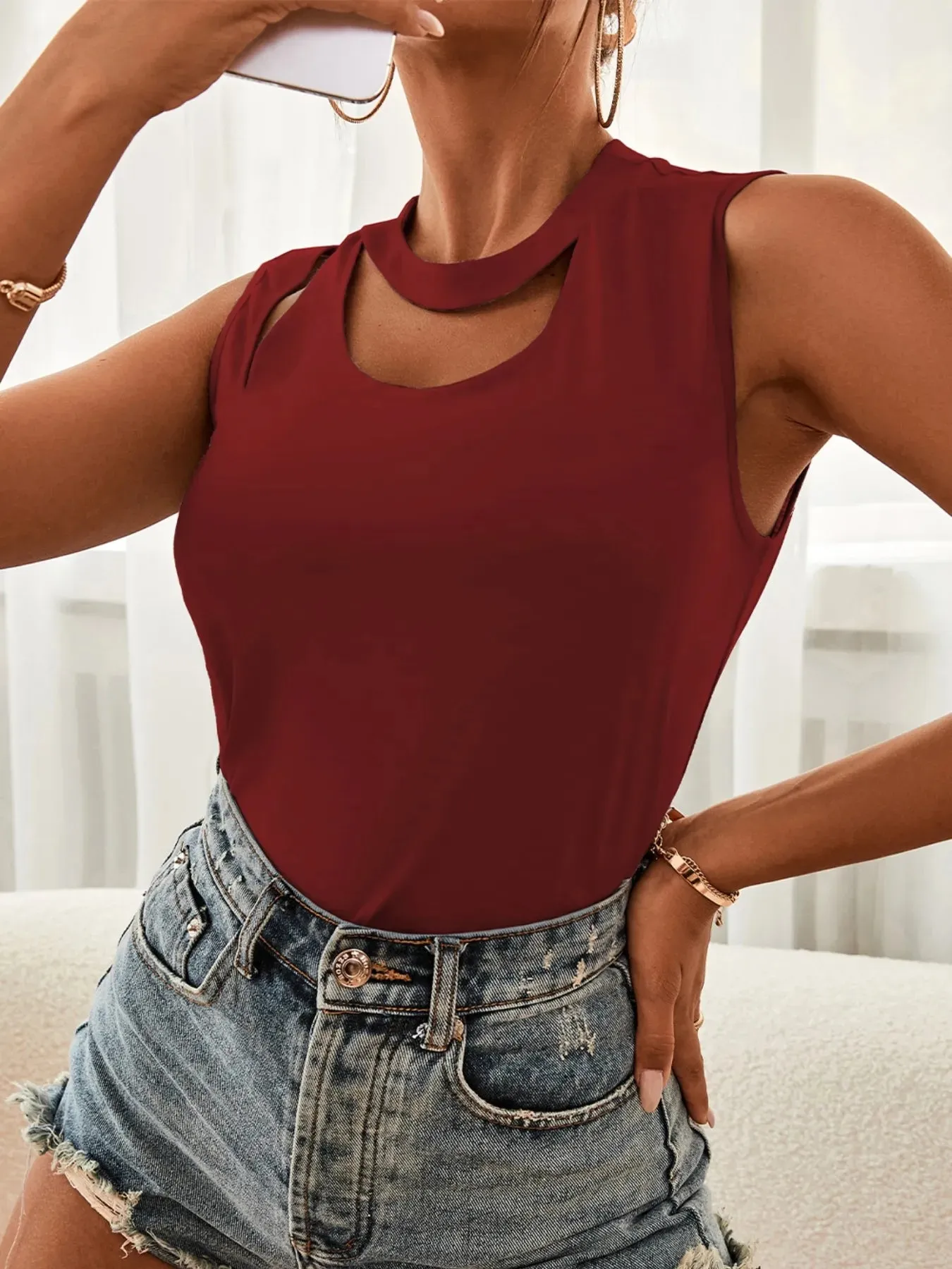 Cutout Sleeveless Tank Top sold by Charming Charlie product image thumbnail 4