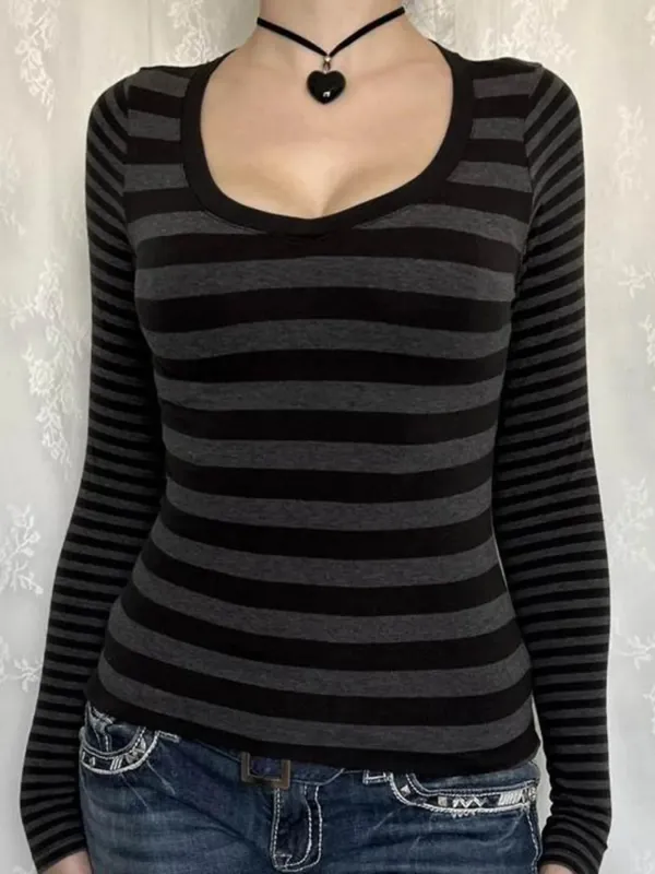 Striped Long Sleeve Contrast  T-Shirt sold by Charming Charlie
