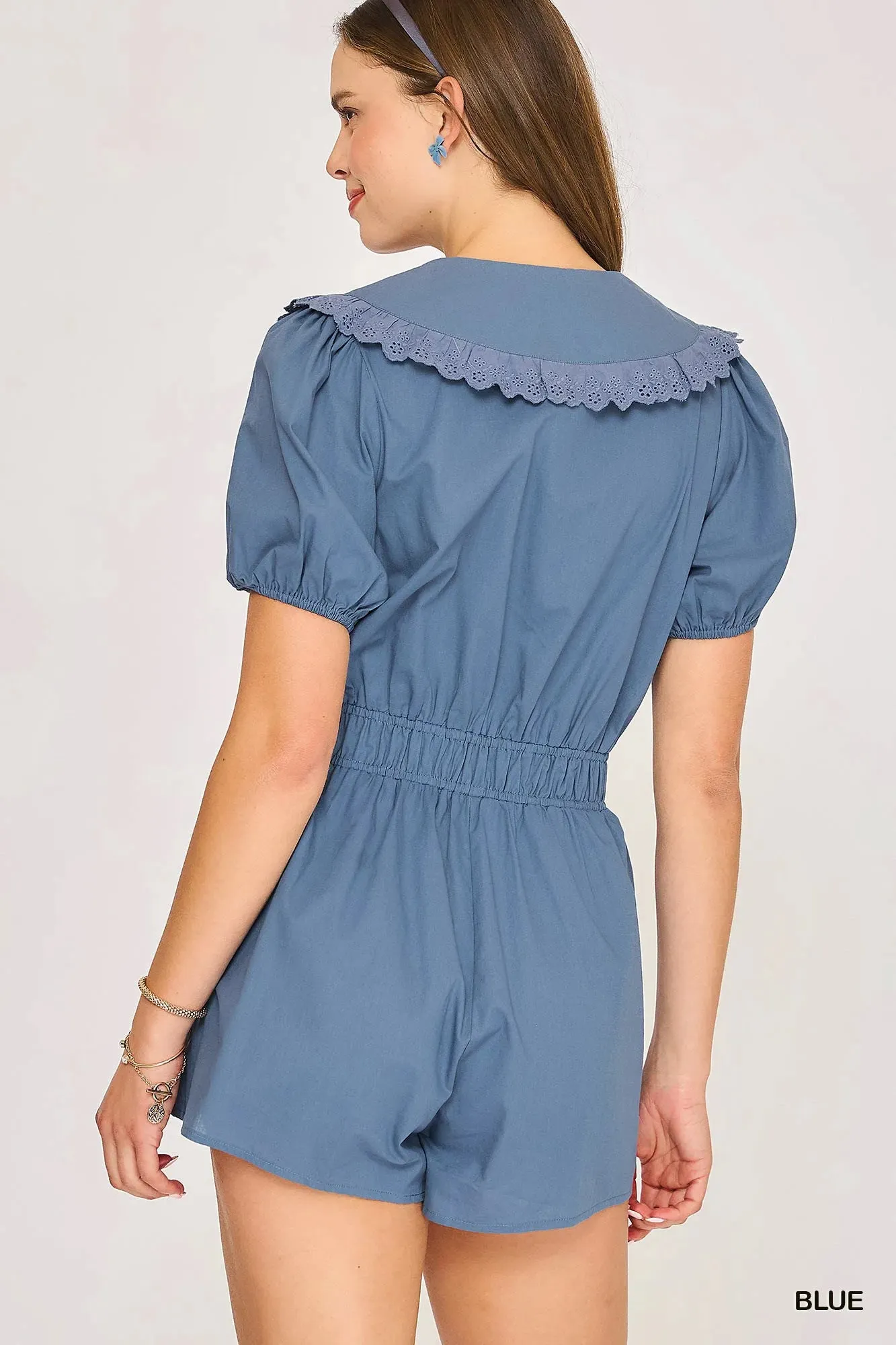 Umgee Collared Short Sleeve Button Down Romper sold by Charming Charlie product image thumbnail 3
