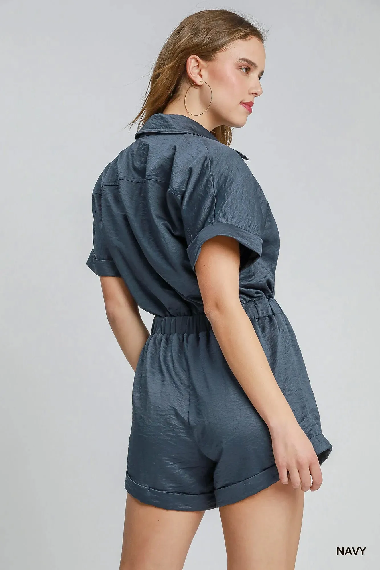 Umgee Button Down Charmeuse Romper sold by Charming Charlie product image thumbnail 3