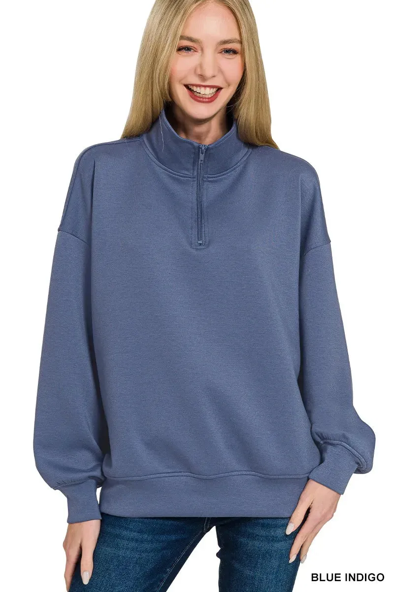 Zenana Scuba Quarter-Zip Sweatshirt sold by Charming Charlie product image thumbnail 2