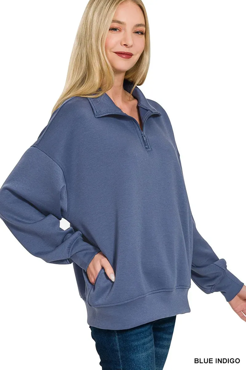 Zenana Scuba Quarter-Zip Sweatshirt sold by Charming Charlie product image thumbnail 3