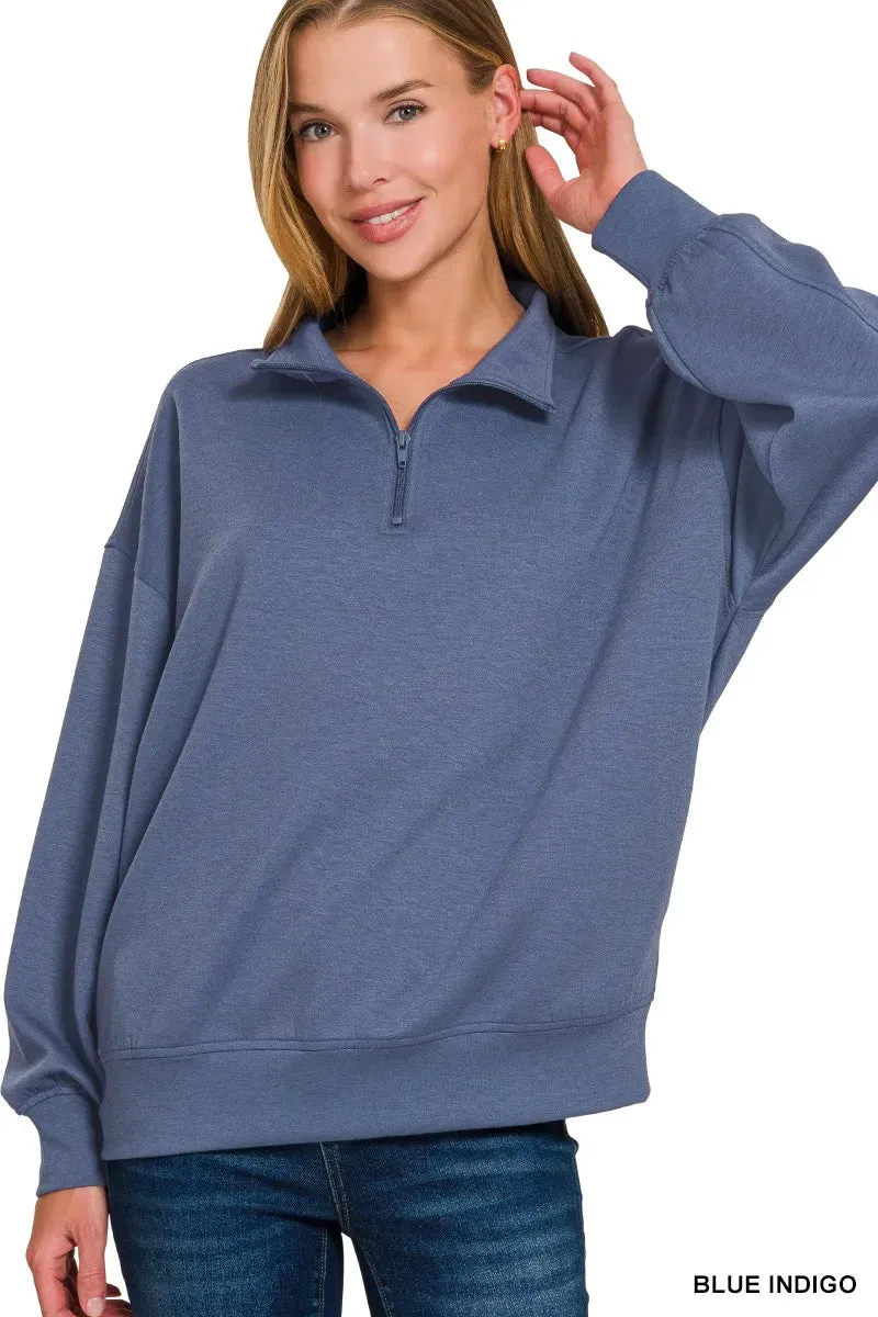 Zenana Scuba Quarter-Zip Sweatshirt sold by Charming Charlie product image thumbnail 4