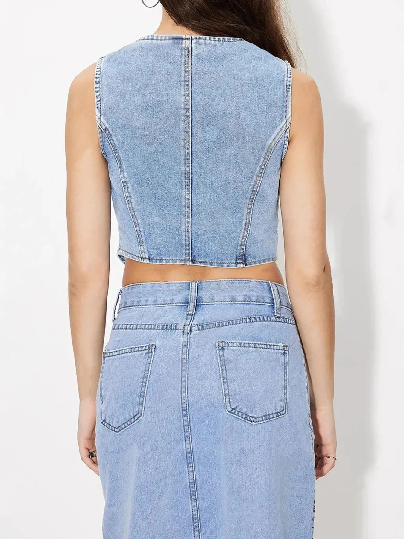 Button-Up Sleeveless Denim Vest sold by Charming Charlie product image thumbnail 2