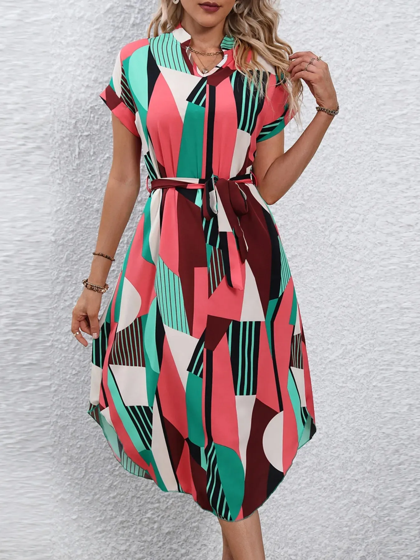 Tie Waist Short Sleeve Dress sold by Charming Charlie product image thumbnail 5