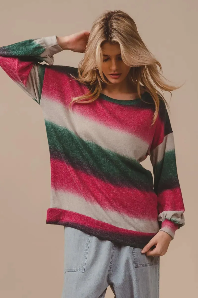 BiBi Striped Gradation Print Knit Top sold by Charming Charlie product image thumbnail 5