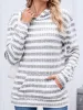 Striped Ribbed Knit Hoodie with Kangaroo Pocket sold by Charming Charlie