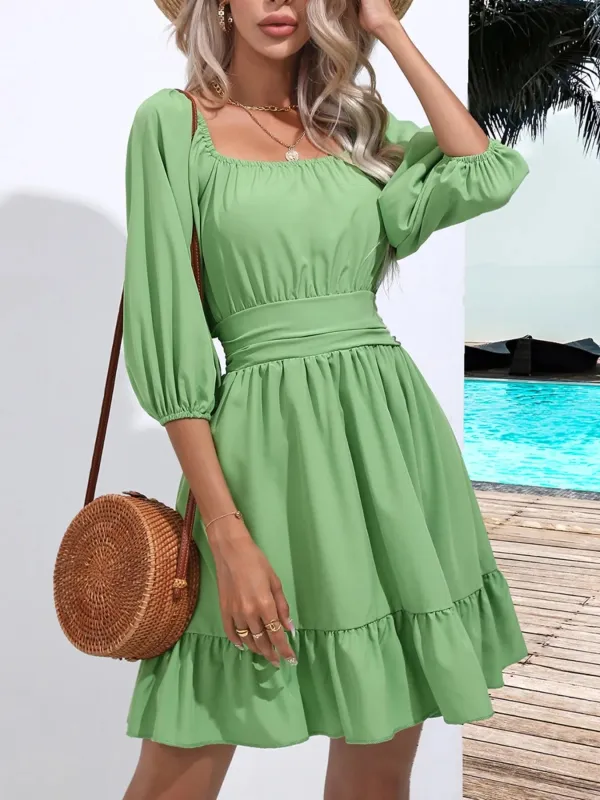 Tie Back Ruffled Hem Square Neck Dress sold by Charming Charlie
