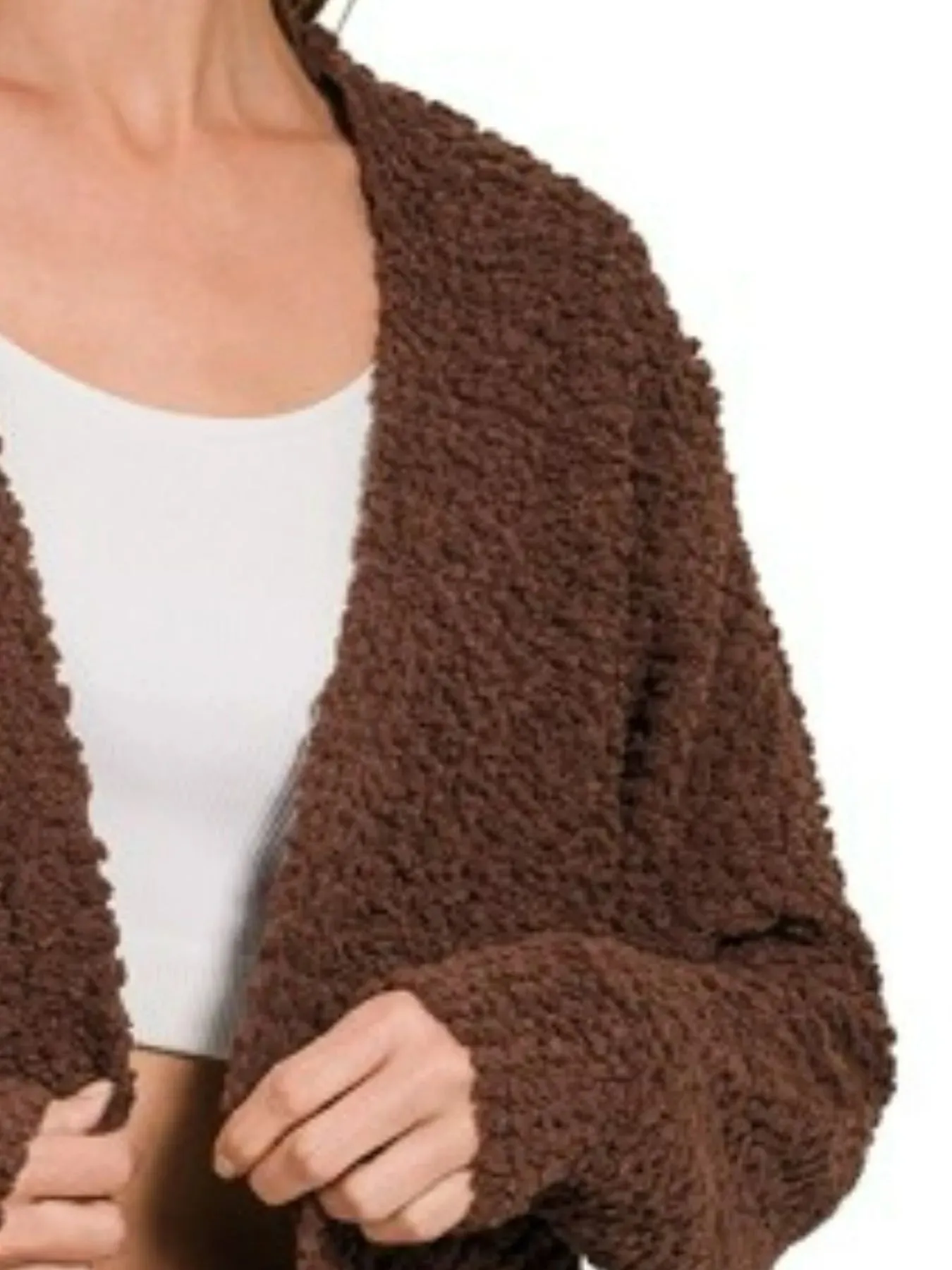 Zenana Long Sleeve Popcorn Sweater Cardigan with Pockets sold by Charming Charlie product image thumbnail 3