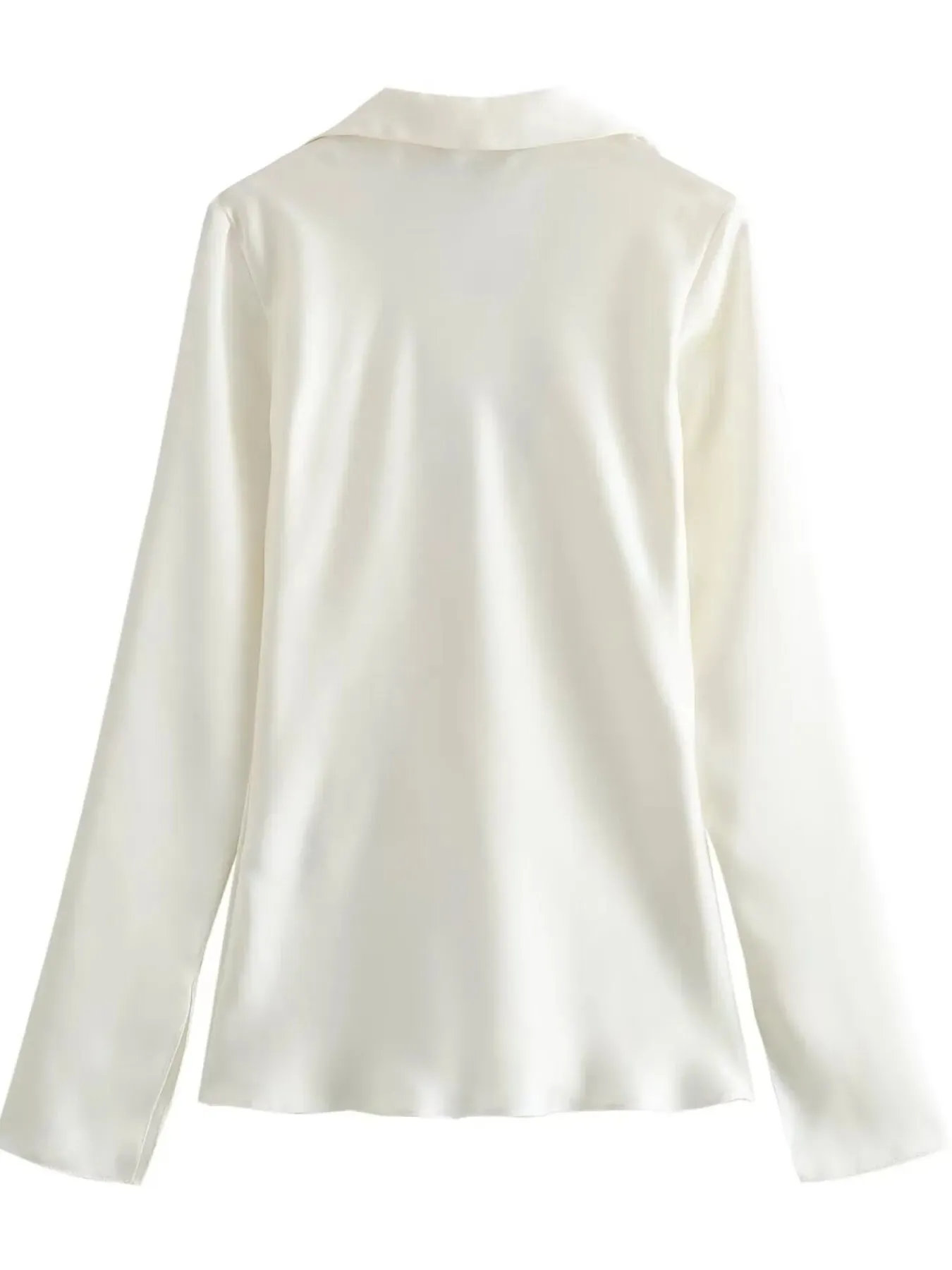 Satin Tie-Front Long Sleeve Shirt sold by Charming Charlie product image thumbnail 4