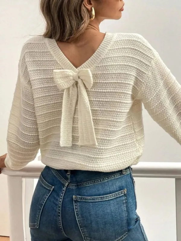 Round Neck Bow-Back Knit Top sold by Charming Charlie