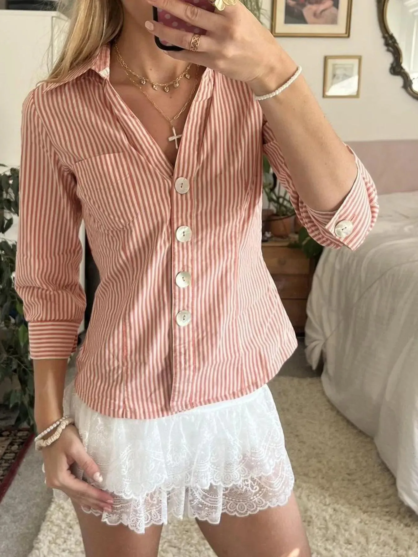 Collared Neck Button-Down Shirt sold by Charming Charlie product image thumbnail 2