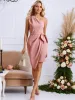 One-Shoulder Wrap Dress with Bow Detail sold by Charming Charlie