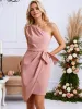 One-Shoulder Wrap Dress with Bow Detail sold by Charming Charlie