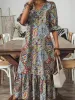 Full Size Bohemian Paisley Print V-Neck Midi Dress Plus Size sold by Charming Charlie
