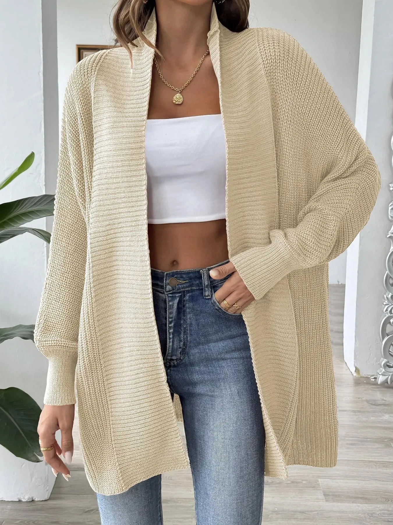Oversized Knit Open Front Cardigan sold by Charming Charlie product image thumbnail 3