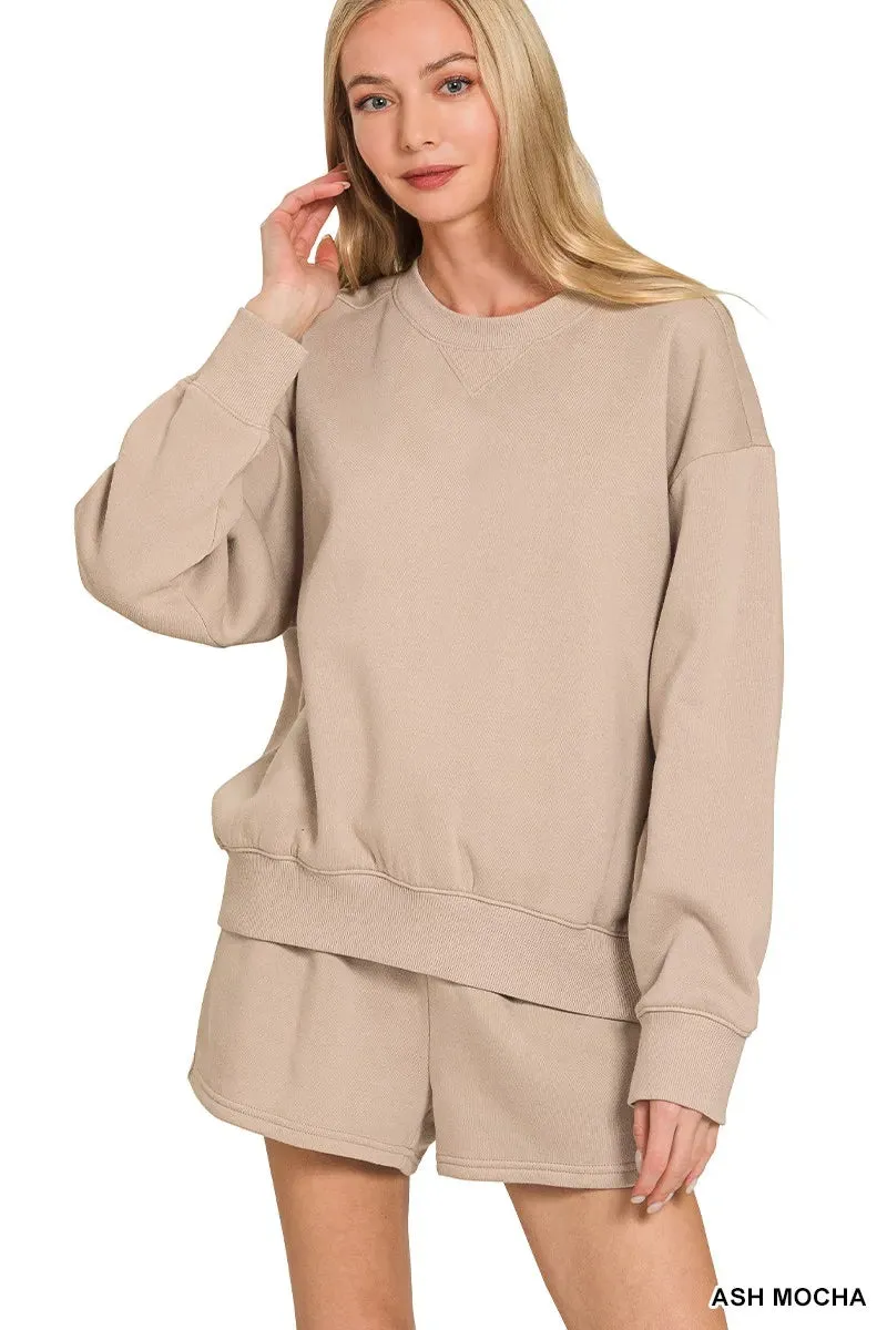 Zenana Fleece Long Sleeve Sweatshirts & Shorts Set sold by Charming Charlie product image thumbnail 2