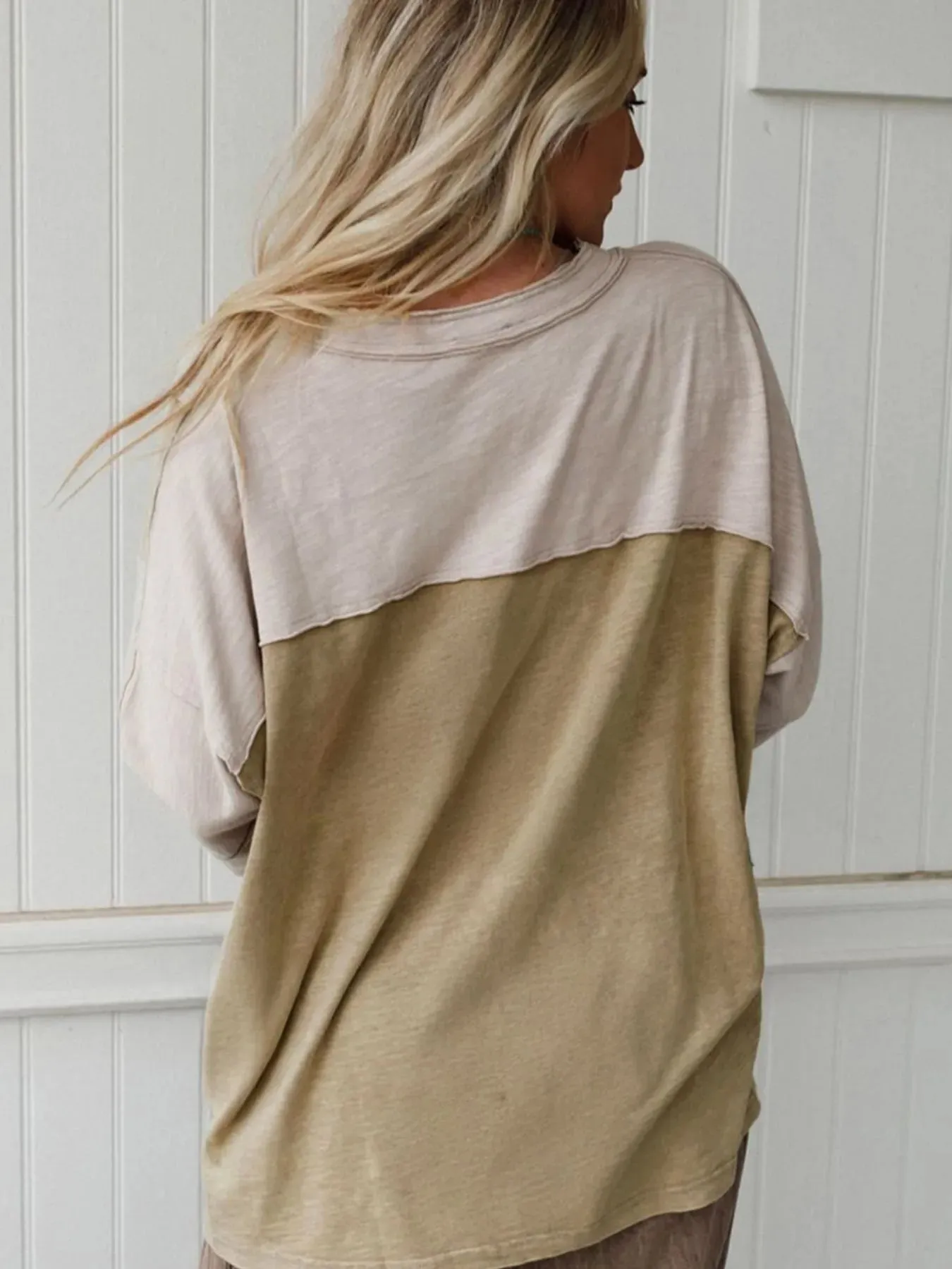 Floral Patch Color Block V-Neck T-Shirt sold by Charming Charlie product image thumbnail 2