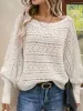 Openwork Boat Neck Lantern Sleeve Sweater sold by Charming Charlie