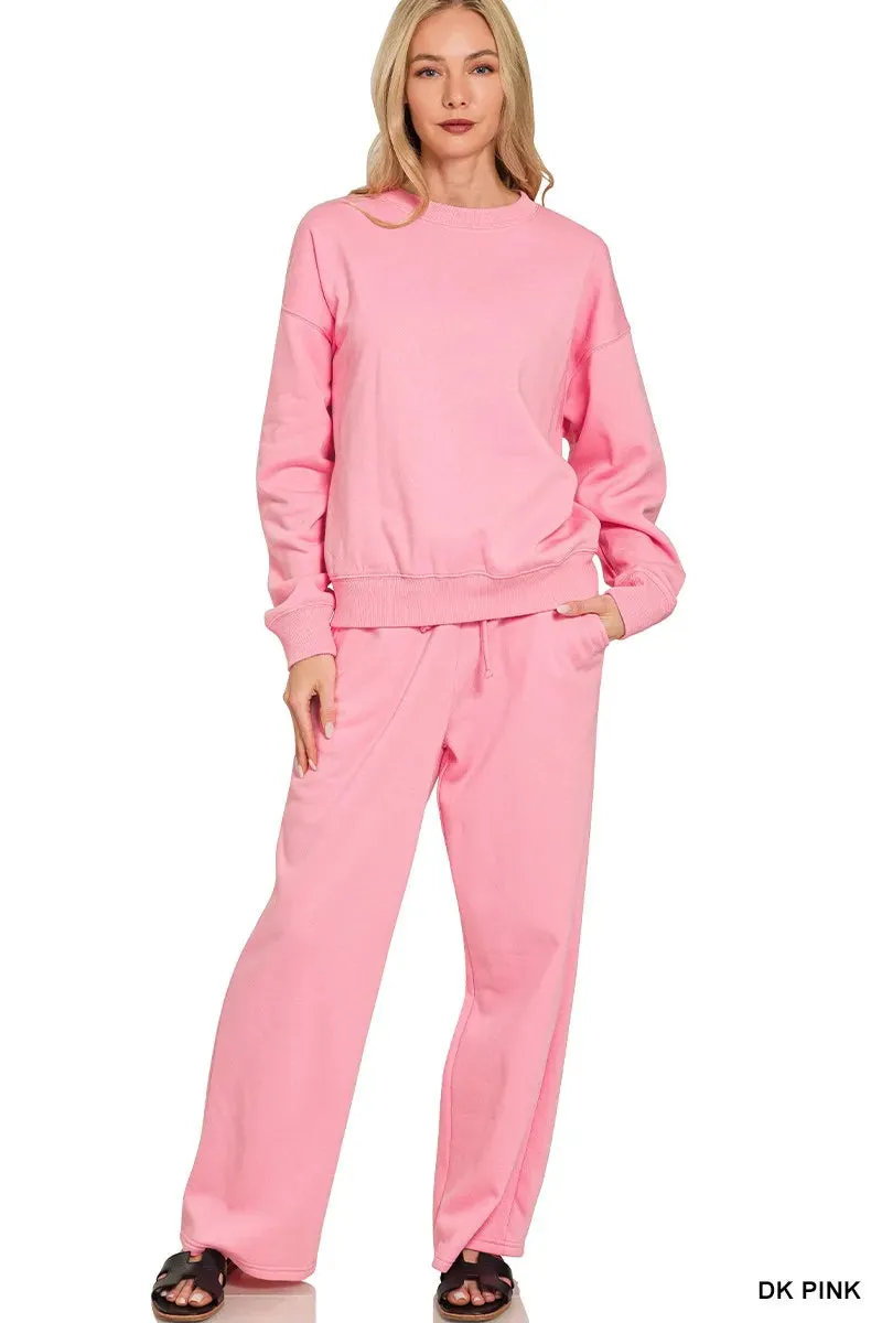 Zenana Fleece Long Sleeve Top and Sweatpants Set sold by Charming Charlie