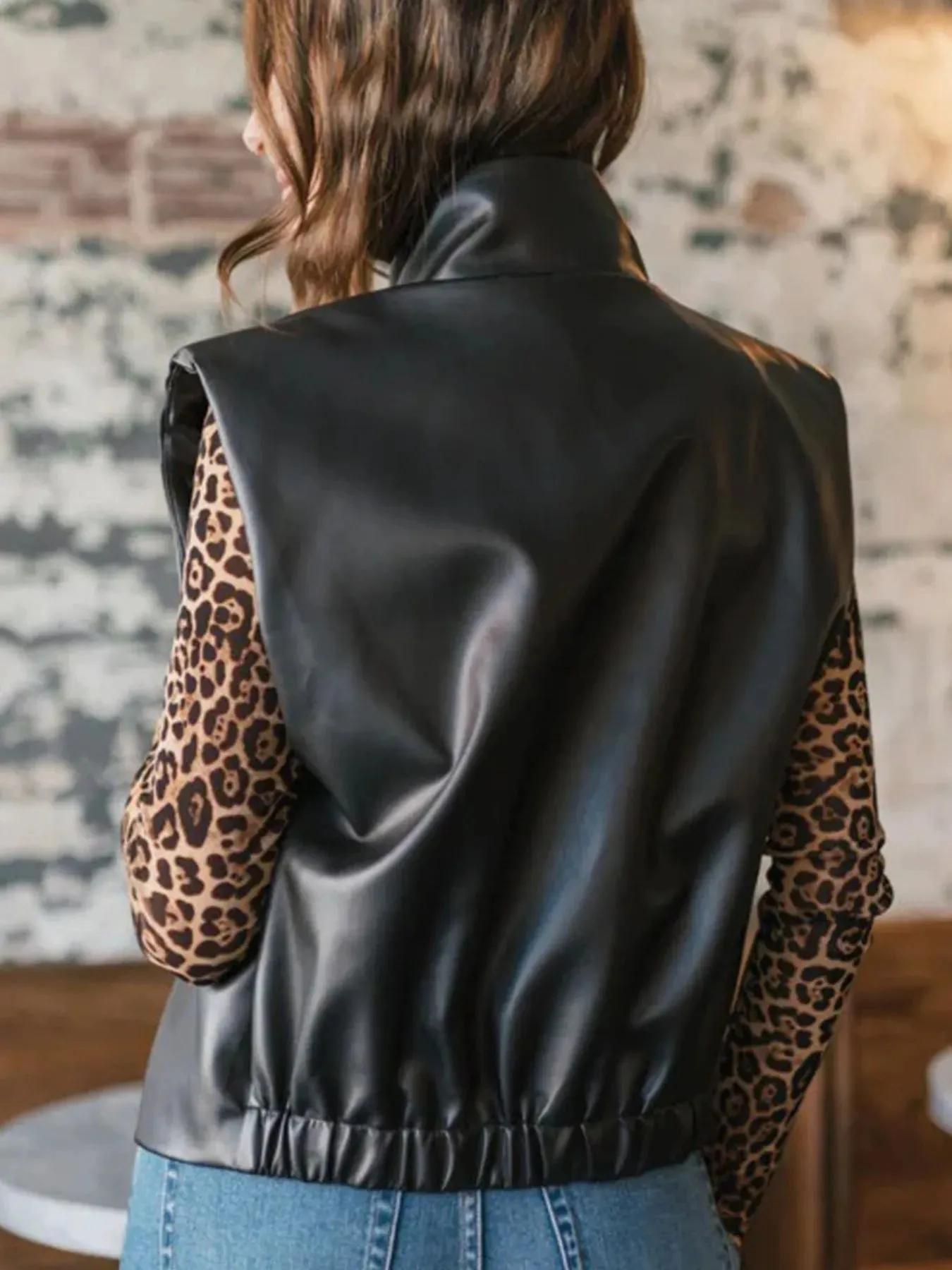 Leather Sleeveless Vest Coat with Zipper Closure sold by Charming Charlie product image thumbnail 3