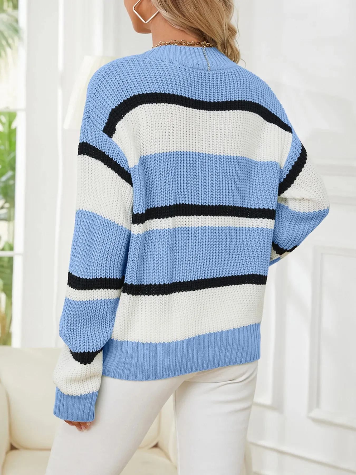 Striped V-Neck Color Block Sweater sold by Charming Charlie product image thumbnail 3