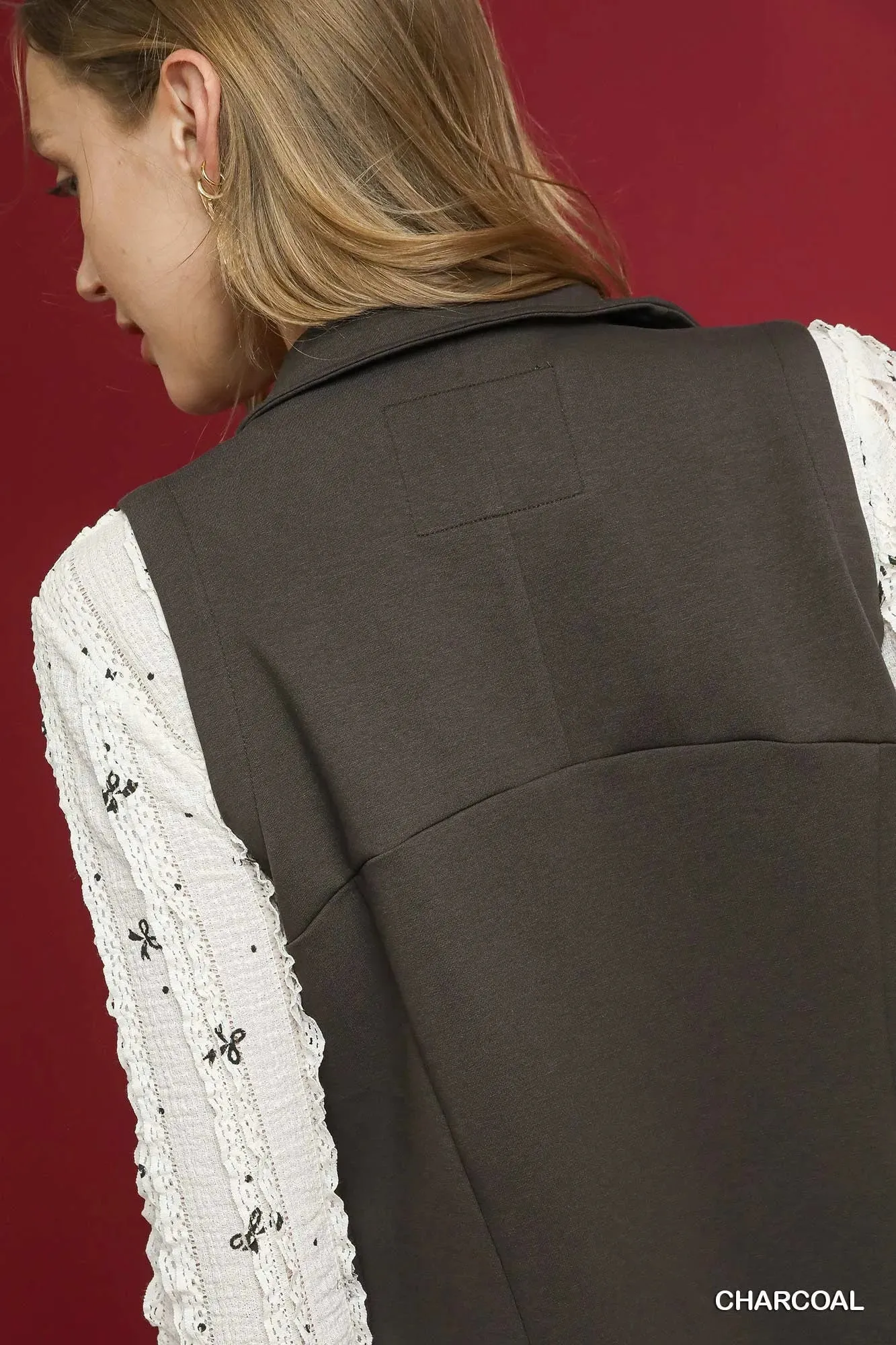 Umgee Zip-Front Fitted Vest with Pockets sold by Charming Charlie product image thumbnail 5