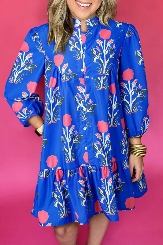 Floral Print Long Sleeve Ruffle Hem Dress sold by Charming Charlie