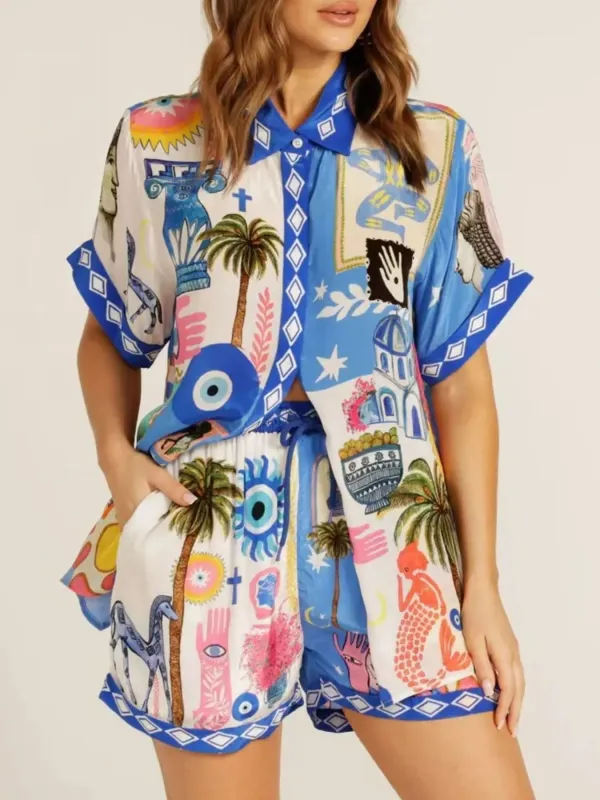 Tropical Print Button Up Shirt and Shorts Set sold by Charming Charlie